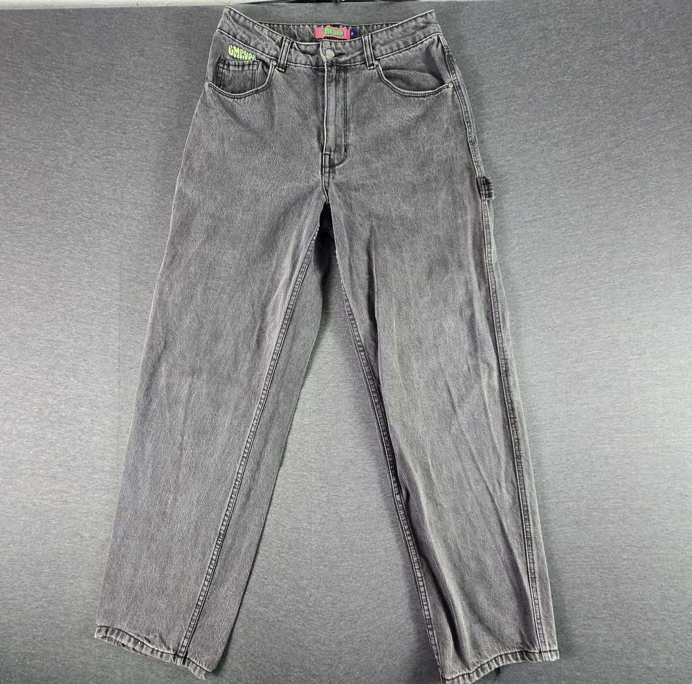 Empyre Jeans Womens 8 Gray Charcoal Wash Relaxed Straight Denim Cargo Pants